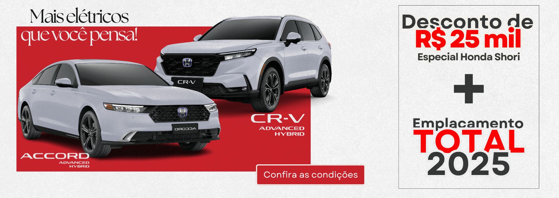 Accord e CRV mais elétricos que você pensa 25 mil de desconto + emplacamento total